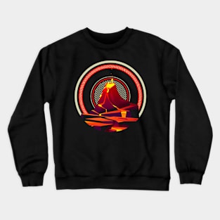 Volcano geology nature illustration motif Crewneck Sweatshirt